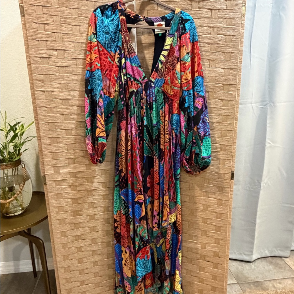 FARM Rio Bright Multicolor Floral V-Neck Maxi Dress - Picture 2 of 6